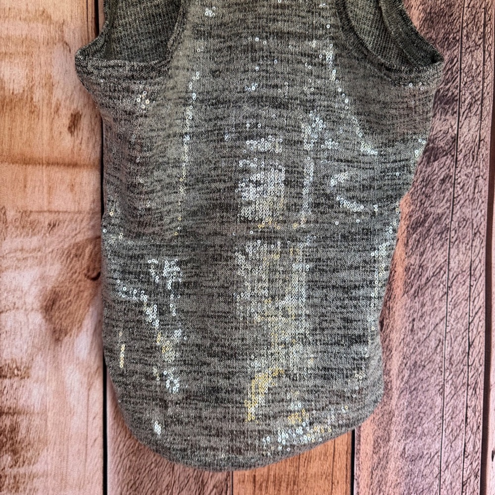 Pilcro Anthropologie Tank Top Sequin Knit Silver Gray Sparkle Party Small NWT - Picture 6 of 8